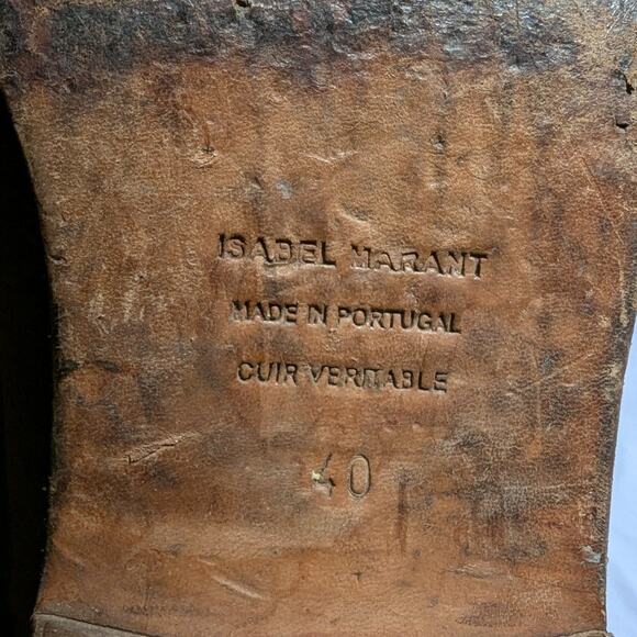 Isabel Marant Crisi Camel Tan Suede Hidden Wedge Western Ankle Boots 40 9.5 - Picture 4 of 6